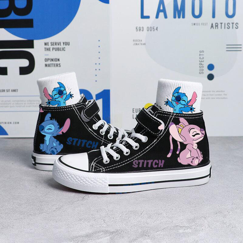 Kawaii crianças sapatos de lona disney dos desenhos animados lilo & stitch esporte sapatos crianças moda impressão tênis sapatos meninos meninas tênis