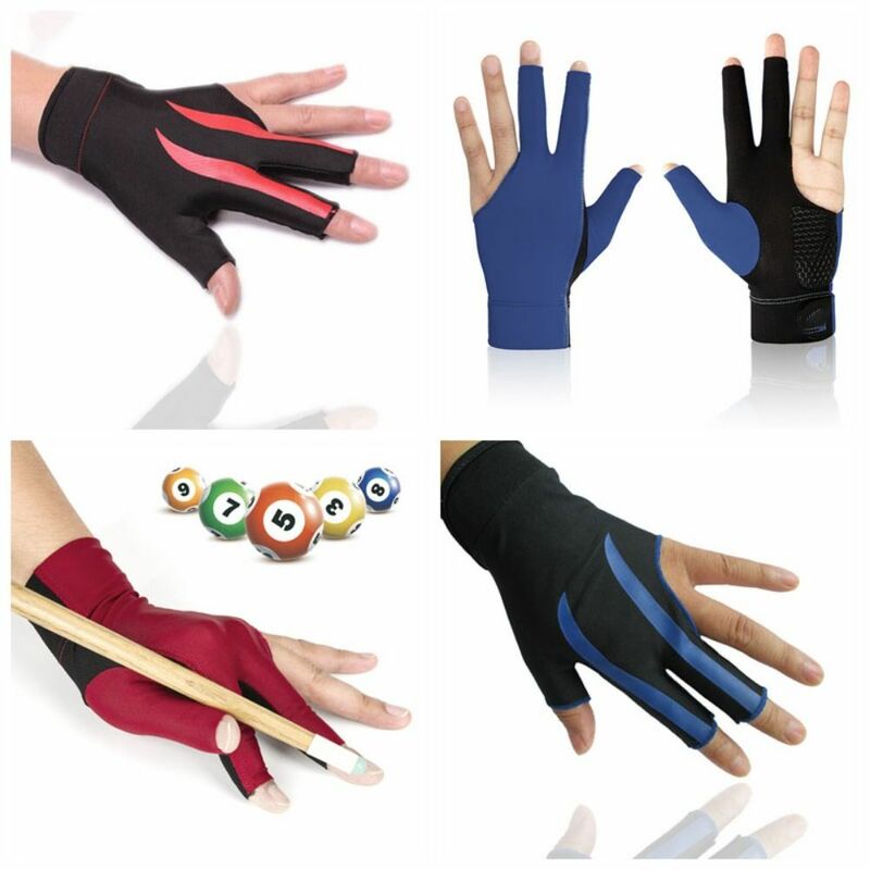 Guante de billar de tres dedos, accesorio antideslizante para la mano izquierda, nailon, transpirable, accesorios de Fitness