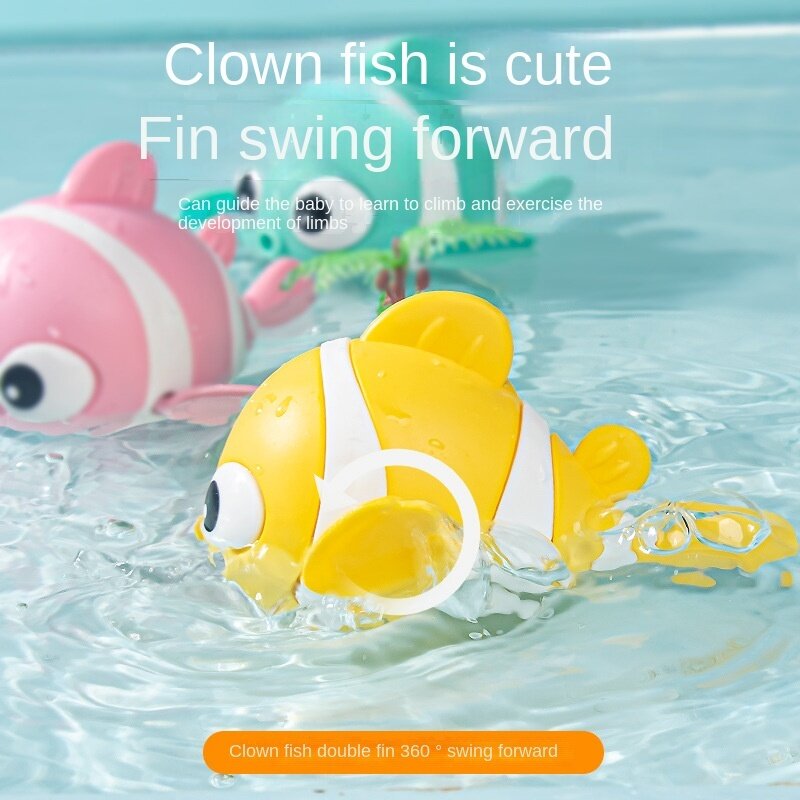 Babybadspeelgoed Schattige Zwemmende Vis Cartoon Dier Drijvend Opwindspeelgoed Waterspel Klassiek Uurwerk Speelgoed Voor Peuters