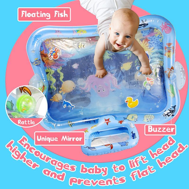 Matras air perut bayi alas bermain PVC untuk anak laki-laki perempuan bayi tikar air bayi tiup untuk bayi laki-laki perempuan PVC bayi balita menyenangkan untuk