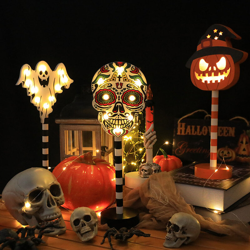 Luz de mesa de Halloween, luminosas, exquisitas, para interiores, para Halloween, a la moda