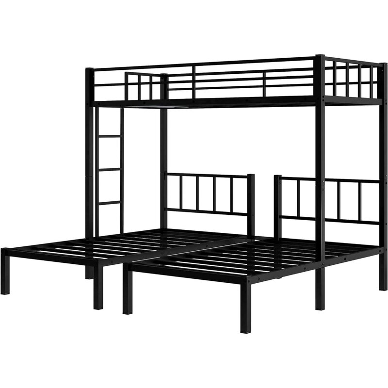 Heavy Duty Metal Frame Triplo beliches para crianças, dividido em 3 cama de solteiro, Twin Over Bed para 3