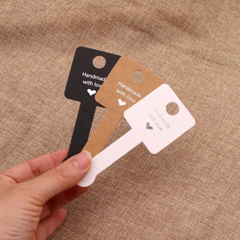50Pcs/Lot Jewelry Display Cards for Hair Accessories Bracelet Necklace Hanging Tag Cardboard Self Adhesive Packaging Material