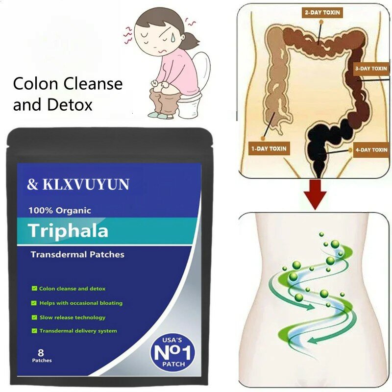 100% Organic Triphala-5000mcg (High Strength) Colon Cleanse and Detox - Transdermal Patches. Patches Made in USA. 8 Weeks Supply