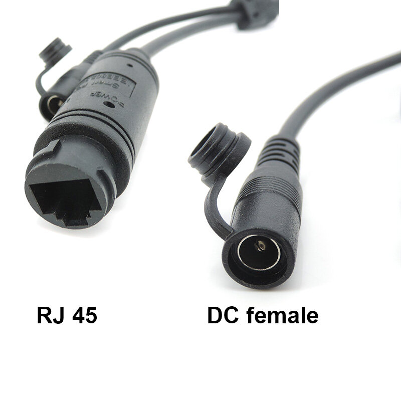 9 pin rdzeń 48V do 12V PoE sieciowy kabel zasilający DC Audio kamera IP RJ45 dzielony przewód wodoodporna pokrywa moduł PoE do kamera IP CCTV