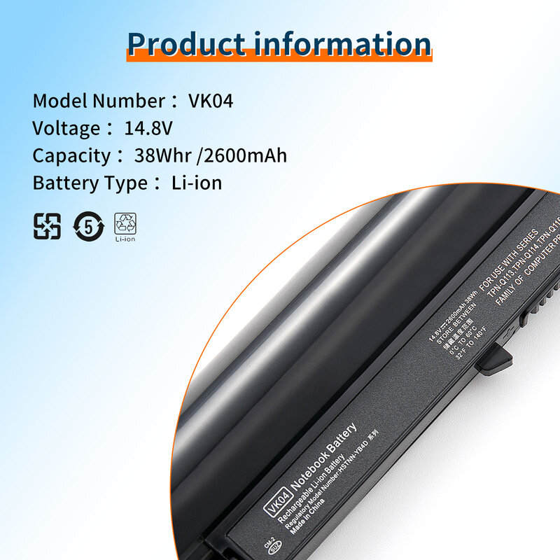Аккумулятор для ноутбука BVBH VK04 для HP Pavilion Sleekbook 14 14T 14z 15 15T 15z Series HSTNN-DB4D 694864-851 695192-001