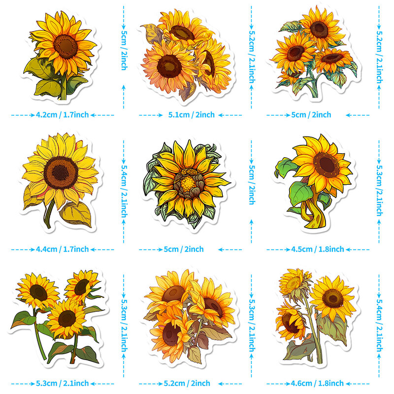 10/30/50pcs Cartoon You Are My Sunshine Sunflower Stickers Laptop Notebook Phone Suitcase Car Decoration Sticker Decals Kids Toy