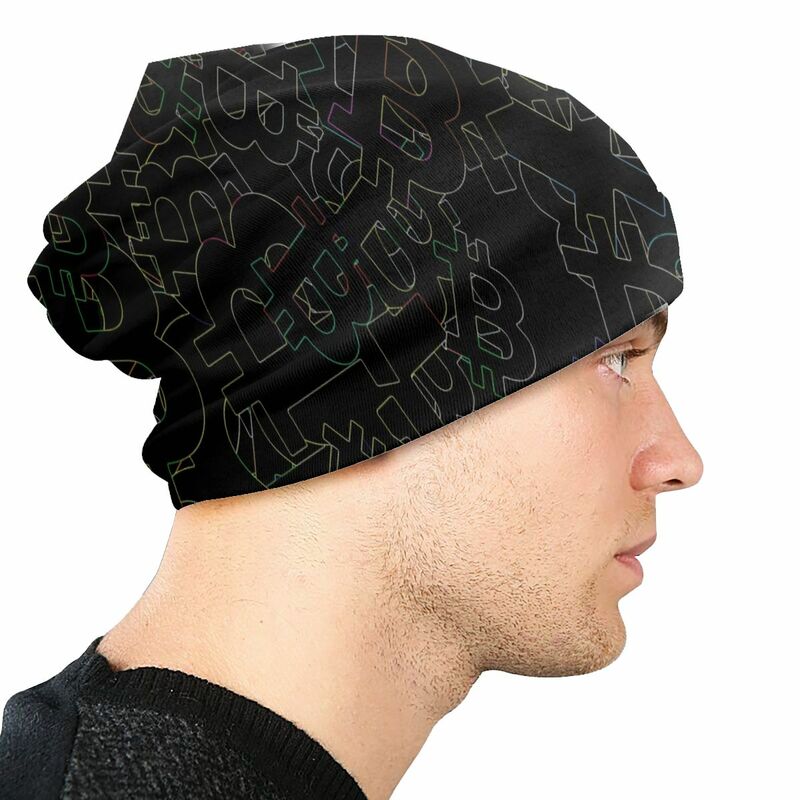 Cryptocurrency cryptocurrency BTC หมวกแฟชั่นกลางแจ้ง skullies beanies หมวกผู้ชายผู้หญิงฤดูใบไม้ผลิอบอุ่นหมวกถักหมวก