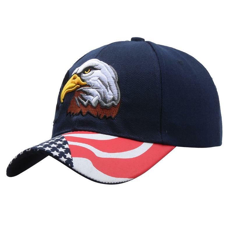 Topi bisbol bendera pria keren bersirkulasi topi olahraga luar ruangan topi tabir surya bordir patriotik untuk pria