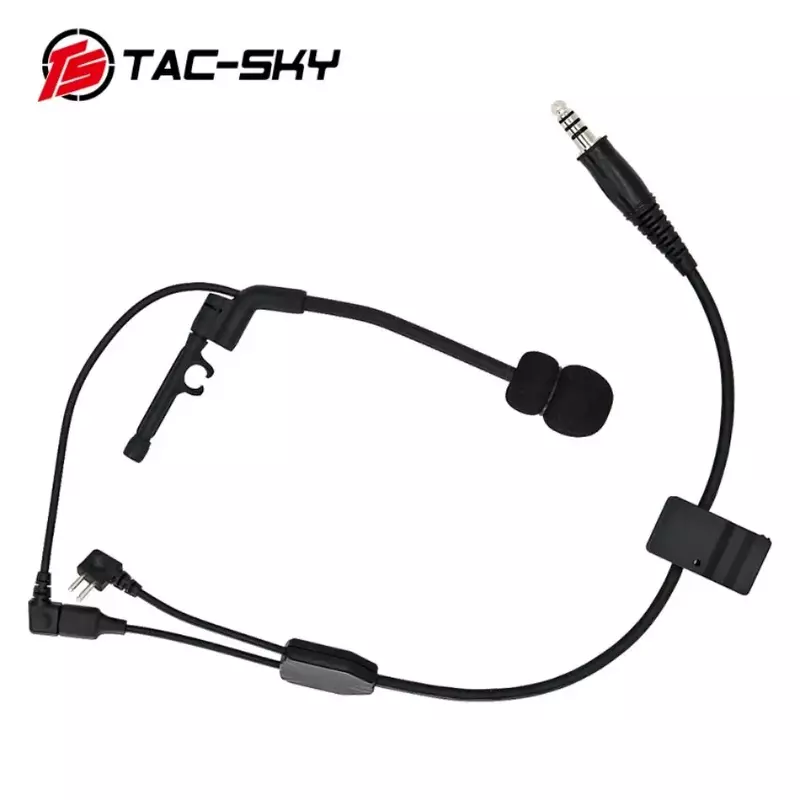 TS TAC-SKY Y-Wire cable kit for Pelto ComtacTactical headphones with microphone and for Pelto Ptt Kenwood plug