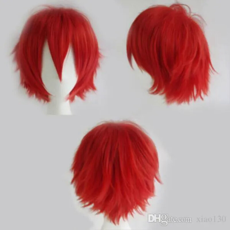 Hot UNISEX Male Female Anime Short Wig Blue Brown Blonde Straight Cosplay Wigs