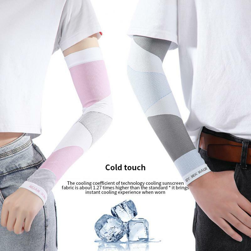 1/2ชิ้นแขนน้ำแข็งพิมพ์ลายสำหรับผู้ใหญ่แขนผ้าไอซ์ซิลค์ไล่ระดับสีกันแดดแขนลายทางสำหรับผู้ชายและ