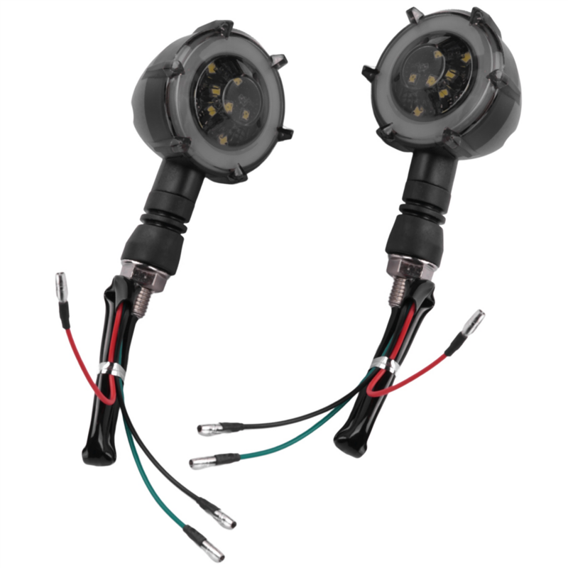 2Pcs Motorcycle Turn Signal Modified Led Two-Color Circular Streamer Turn Signal Indicator with Daytime Running Lights