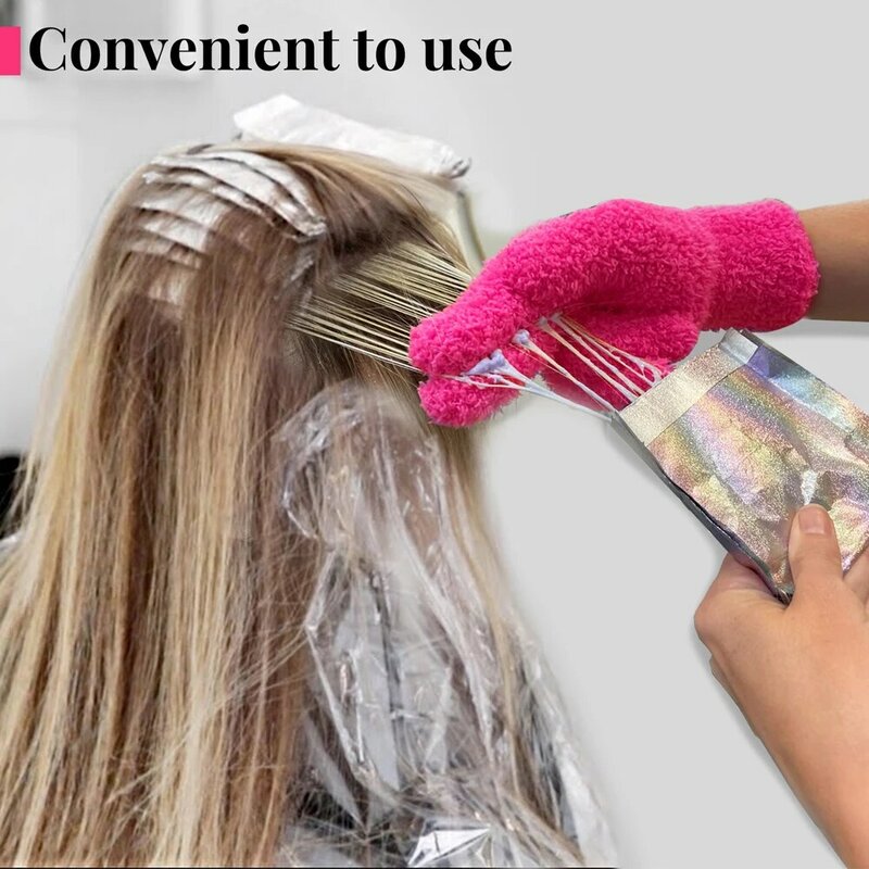 Blender pemutih sarung tangan serat mikro, pelurus rambut keriting permanen tahan panas sarung tangan jari alat penata rambut 2 buah