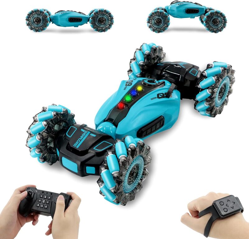 RC Stunt Car, 2.4GHz Remote Control Gesture Sensor Toy Cars, Double Sided Rotating Off Road Vehicle 360° Flips with Cool Lights,