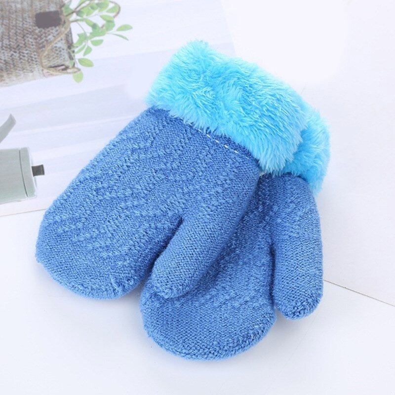 Утолщенные детские перчатки с плюшевой подкладкой, зимние теплые пушистые детские варежки с защитой от царапин, перчатки с закрытыми пальцами для мальчиков и девочек 0-6 месяцев, для малышей