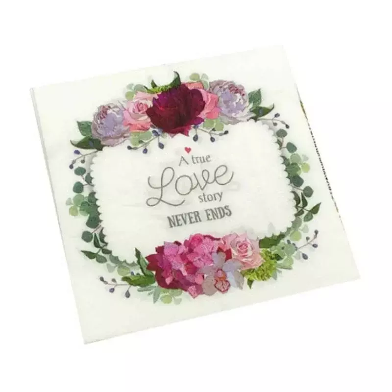 Kolorowe serwetki z nadrukiem kwiat miłość kwadratowe usta serwetki papierowe wesele pieczenie Hotel podkładki papierowe 20 sztuk/paczka 2 warstwy