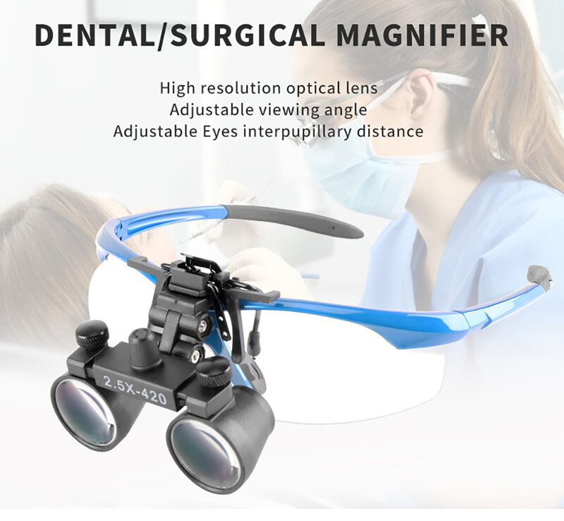 Metal Clip Binocular Magnifying Glass 2.5X For Dentist Dentistry Medical Instrument