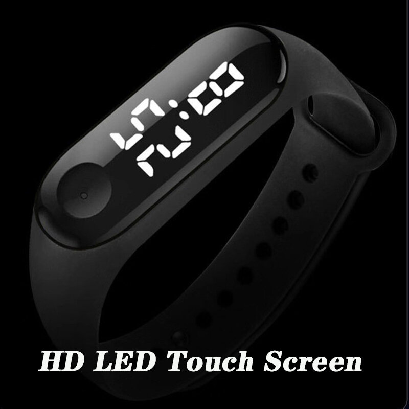 Jam tangan Led Digital Pria Wanita, jam tangan elektronik olahraga kontrol sentuh tahan air kalender anak-anak pelajar olahraga anak-anak