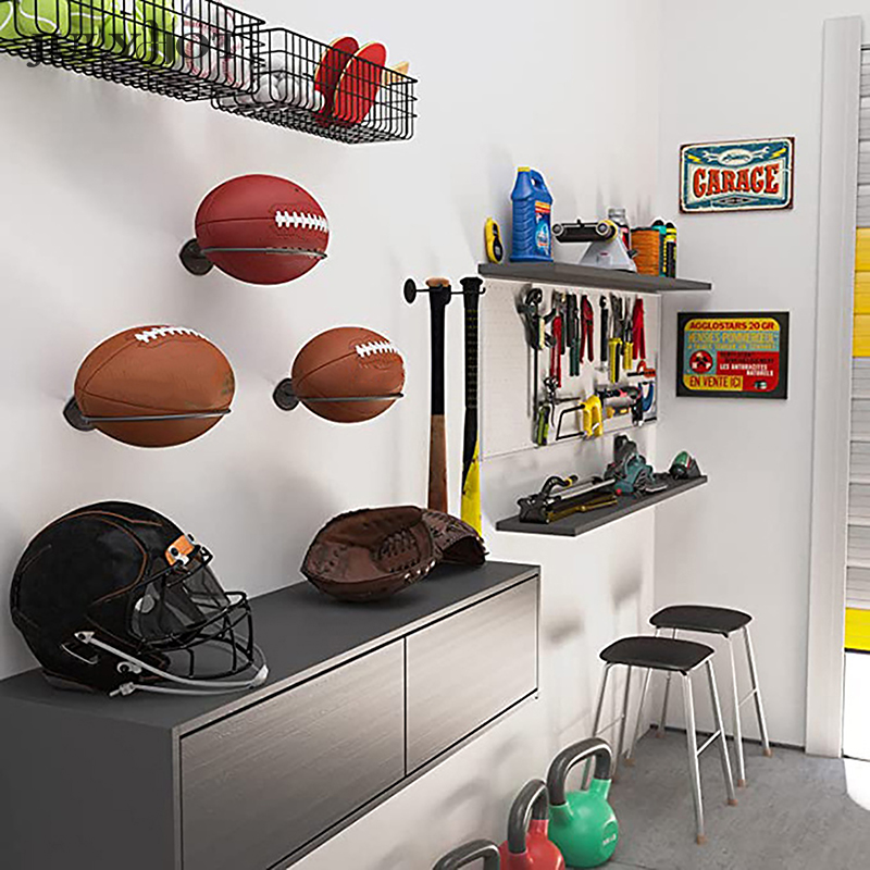 Estante de acero para pelotas de Rugby, soporte de pared para fútbol, baloncesto y deportes, ahorro de espacio, para sala de estar y dormitorio