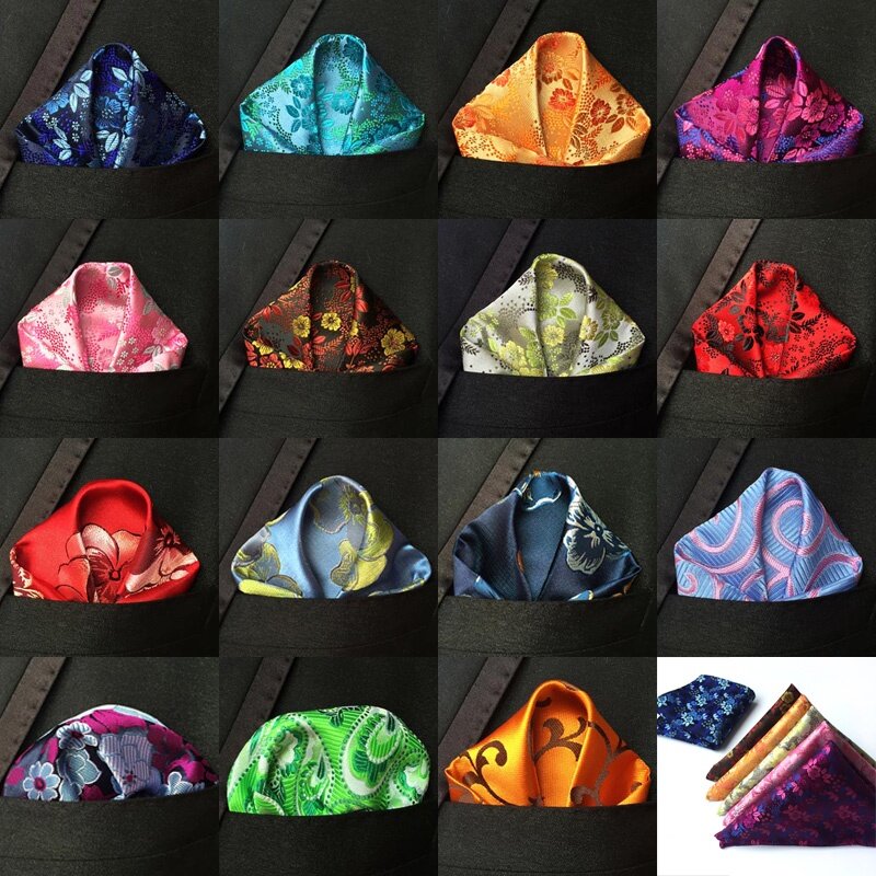 High Quality Men's Handkerchief Floral Flower Pocket Square Hanky Prom Wedding Party Chest Towel Hankies Gift