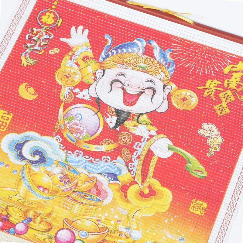 Calendário do ano novo chinês para a escola, calendário do ano da parede do dragão, rolagem para casa, boa sorte prosperidade, 2024