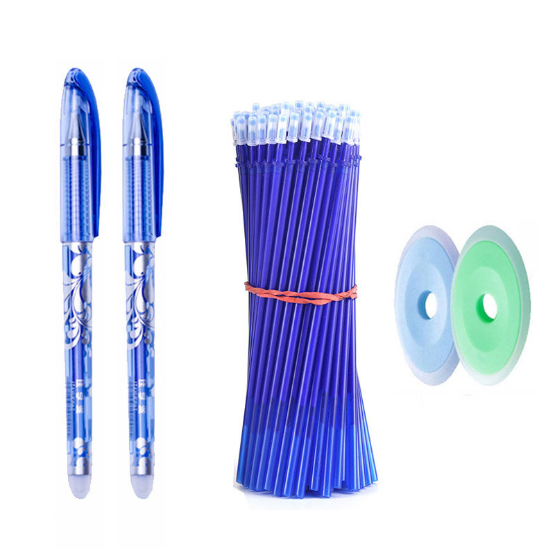 지울 수있는 펜 세트 0.5mm 파란 까만 색깔 잉크 쓰기 젤 펜 리필 막대 학교 문구 용품을위한 빨 수있는 손잡이