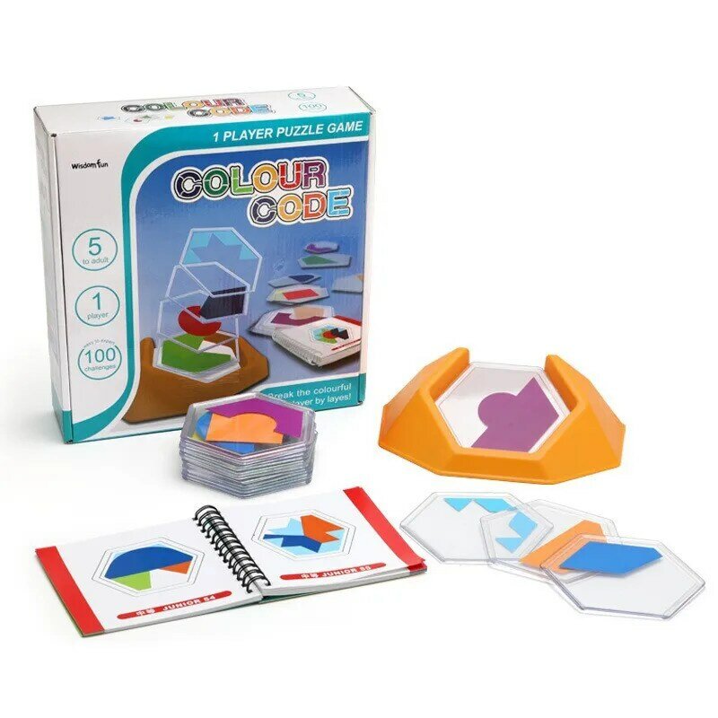 Puzzle educacional de código colorido para crianças, jogo de tabuleiro lógico Puzzles geométricos inteligentes, brinquedo espacial, presentes DIY para crianças