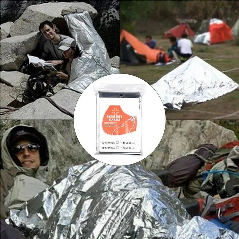 Coperta di sopravvivenza in lamina coperta di sopravvivenza pieghevole con doppi lati coperte da campeggio per la sicurezza per l'escursionismo di esplorazione della natura selvaggia