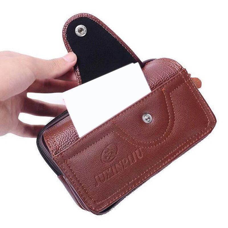 กระเป๋าคาดเอวสำหรับใส่โทรศัพท์มือถือแนวธุรกิจสายคาดเอวหนัง PU อเนกประสงค์สำหรับกระเป๋าคาดเอวกันน้ำระดับกลางใหม่