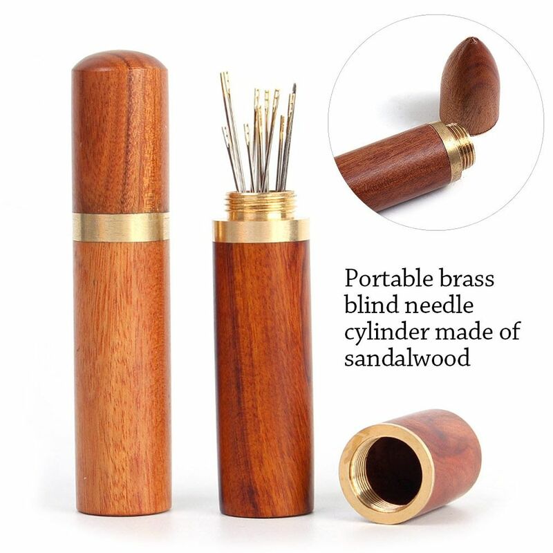 DIY Craft Wooden Sewing Needle Container Sandalwood Practical Needle Case Embroidery Household Needle Organizer Universal