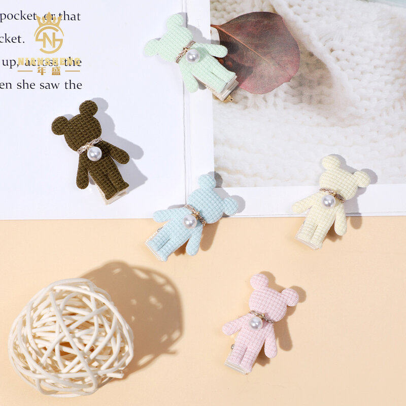 Pinzas para el pelo de oso pequeño multicolor, horquillas pequeñas de princesa de hadas Kawaii, accesorios para niños, pasador