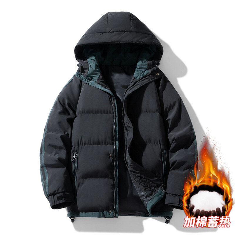 Wyściełana kurtka kurtka męska zimowa kurtka moda ocieplane płaszcze wodoodporne parki męskie kurtki Cargo czarne