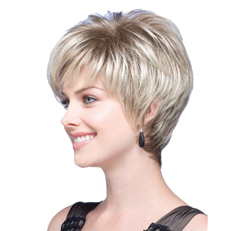 New Popular Wig Advanced Design Daily Life Short Wave Hair Fashionable Light Gold Chemical Fiber Wig for Women Girls