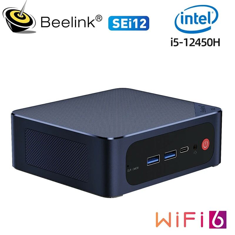 Beelink-Mini PCデスクトップゲーミングコンピューター,Intel 12 intelプロセッサを搭載したsei 12インチ,i7-12650H GB ddr4,500GB,nvme ssd,1000m,sei10,1035g7,sei12,12450h