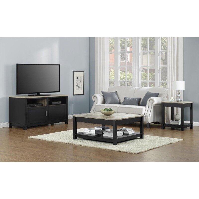 Ameriwood Home Carver Coffee Table, Black,5047196PCOM, 35.4"D X 35.4"W X 17"H,  Coffee Table  Center Table