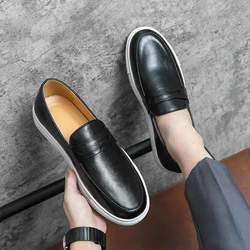 Spring Luxury Brand Mens Leather Shoes Flat Casual Loafers Youth All-match Lazy Shoes Best Slip-on Men Shoes Zapatos