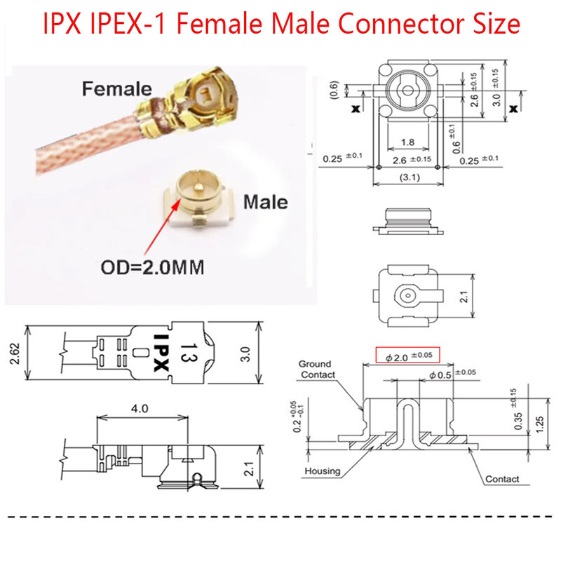 UFL fêmea para adaptador fêmea SMA, RF coaxial Pigtail, WIFI antena de extensão, IPEX, IPEX, IPEX, U. FL, 1Pc