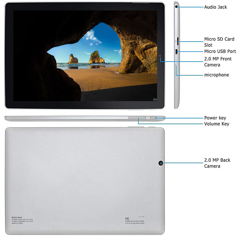 Tablet Mini PC 10.1 ''Nextbook Windows 10 Home Quad Core RAM 1/2GB ROM 32GB X5-8350 CPU 1280*800 IPS WIFI dengan Kamera Ganda