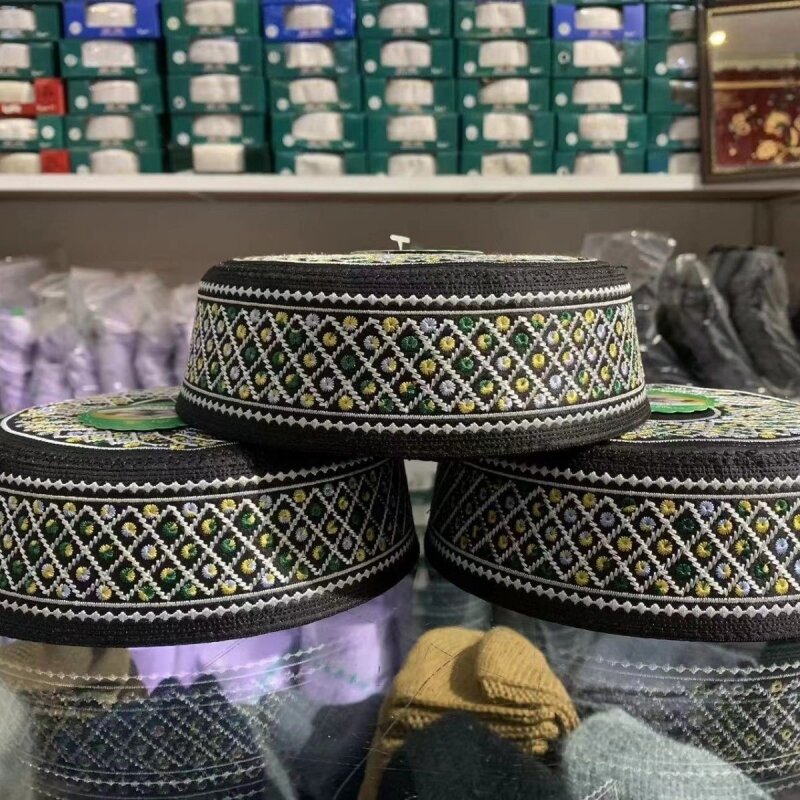 Muslim Caps For Men Clothing Tax Products Turkey Free Shipping Prayer Mesh Jewish Hat Kippa Islamic Kufi Topi Embriodery 03299