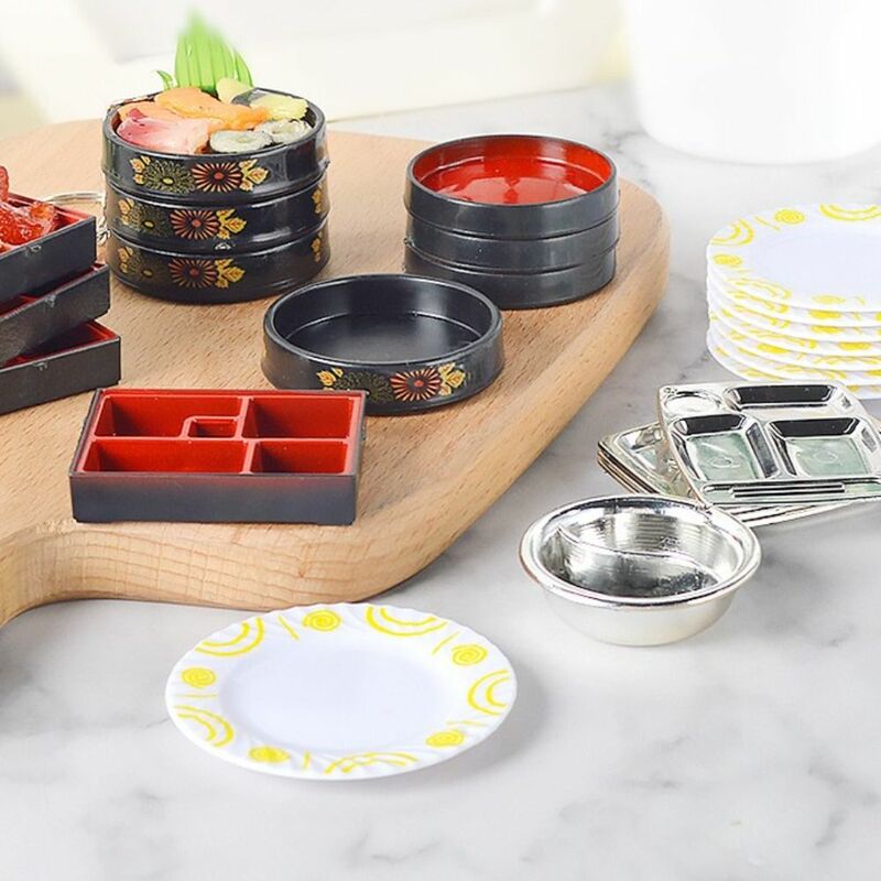 Snack Plate Mini Tableware Toy Play House Miniature Food Dishes Pretend Play Cooking Toys Kitchen Model Simulation Kids