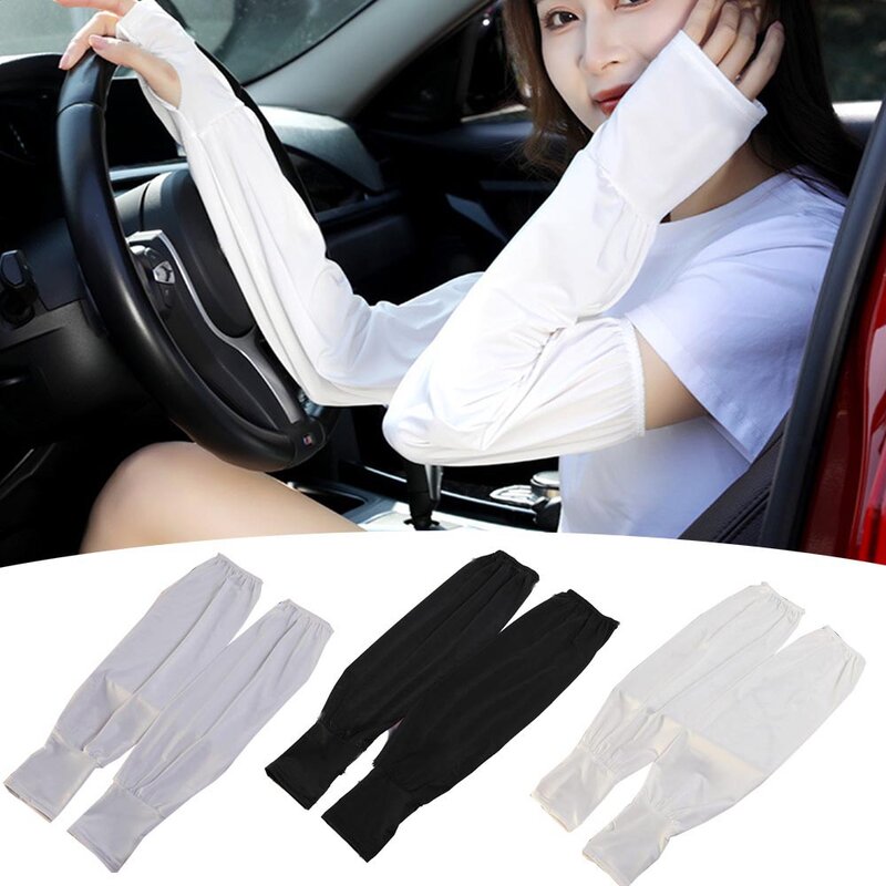 Summer Ice Silk Sun Protection Sleeves Outdoor Driving UV Protection Rabbit Ice Sleeves Women's Loose Arm Protection Sleeves