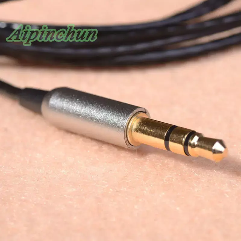 Aipinchun-DIY substituição do cabo de áudio do fone de ouvido, Prata-Plate, OFC Wire Cord, 3-Pole Jack, boa qualidade, AA0229