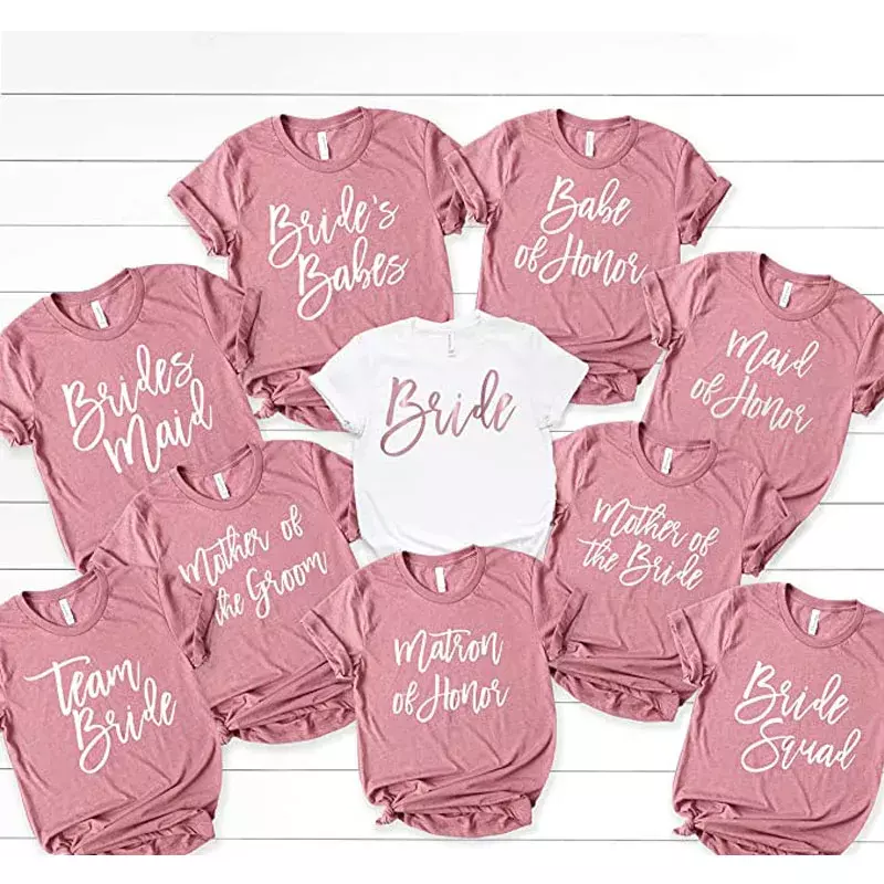 Bride Bachelorette Party Shirts Bridal T-Shirt Wedding Tee Tops Proposal Gift Letters Printed Sayings Quote Aesthetic Clothes
