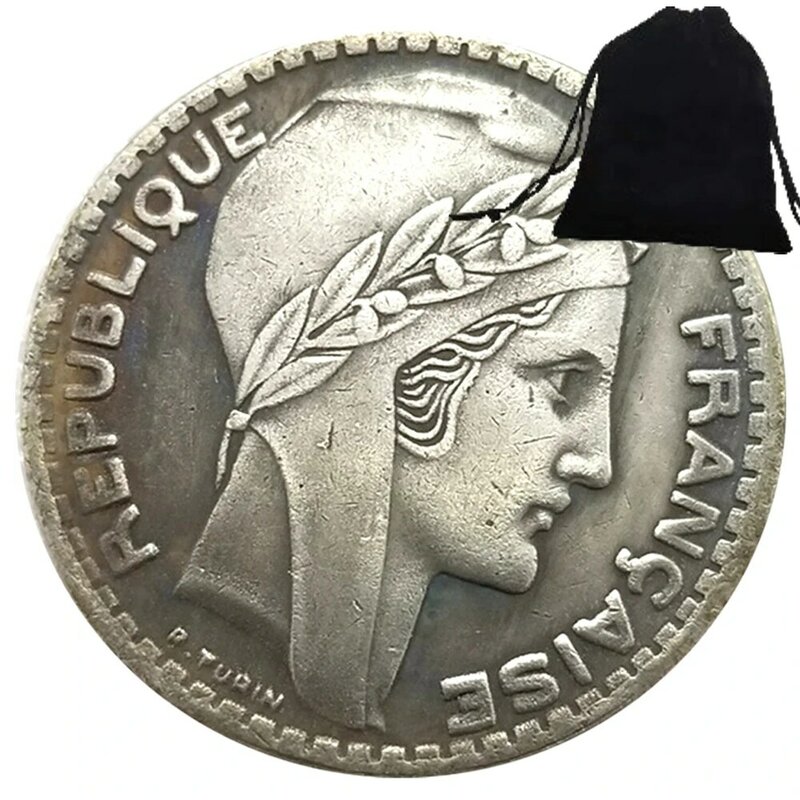 Koin seni pasangan kerajaan Prancis, setengah dolar 1936 mewah/koin keputusan kelab malam/koin peringatan keberuntungan + tas hadiah