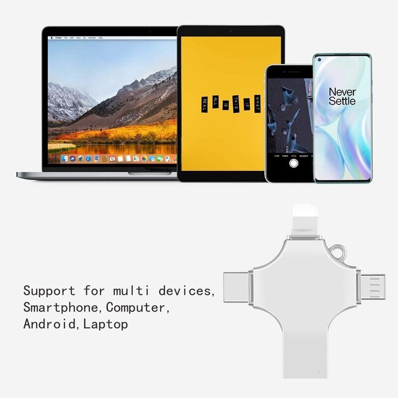 Unidade Flash USB 3.0 de Alta Velocidade, 4in 1, Thumb Memory Stick, Pendrive para iPhone, Android, Tipo C, Fotografia, 512GB, 256GB, 1TB