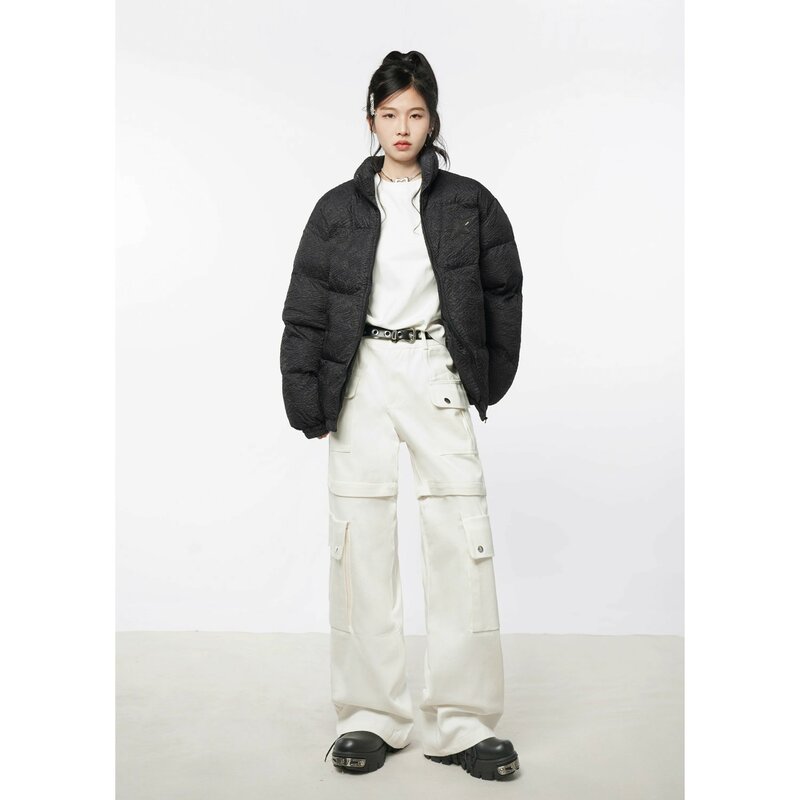 女性のための厚いルーズパフコート,コットンジャケット,スタンドカラー,韓国のファッション,冬