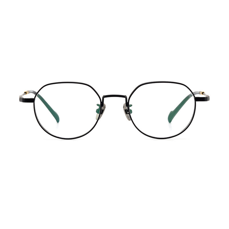 Kacamata bingkai Titanium murni pria mewah kacamata poligonal Retro bingkai kacamata resep optik untuk wanita desain merek Korea