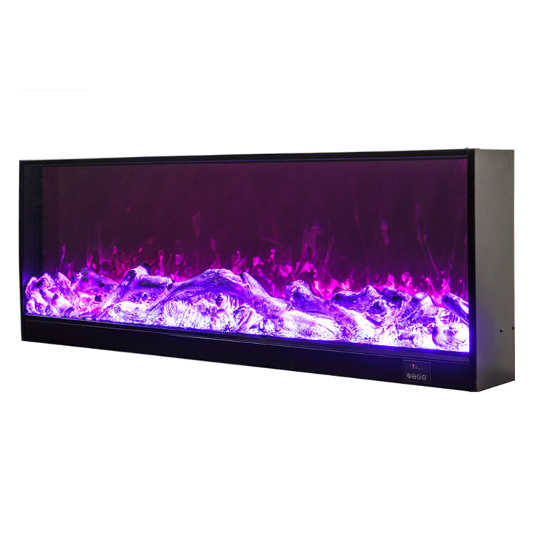 High-end Luxury Black Wall Mount Electric Fireplace Indoor Led Decorative Smart 60 Inch Fireplace Inserts For Living Room
