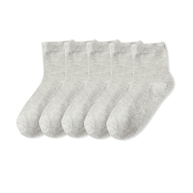 5 pares/lote crianças meias de algodão menino menina bebê moda sólida selvagem macio respirável para 1-12 anos verão crianças casuais malha meias